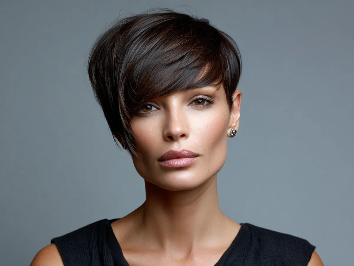 asymmetrical pixie cut for round face fringe