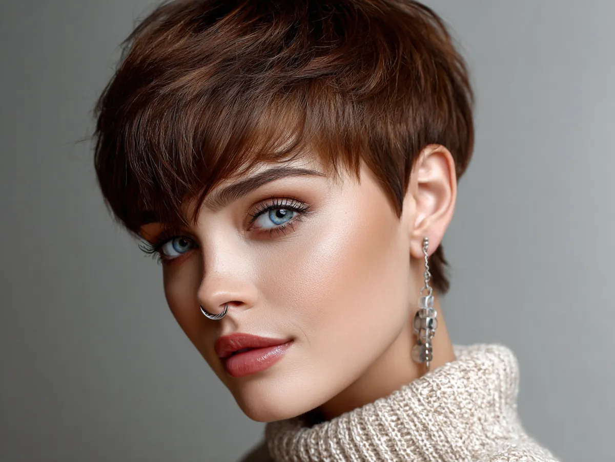 asymmetrical pixie round face bold definition