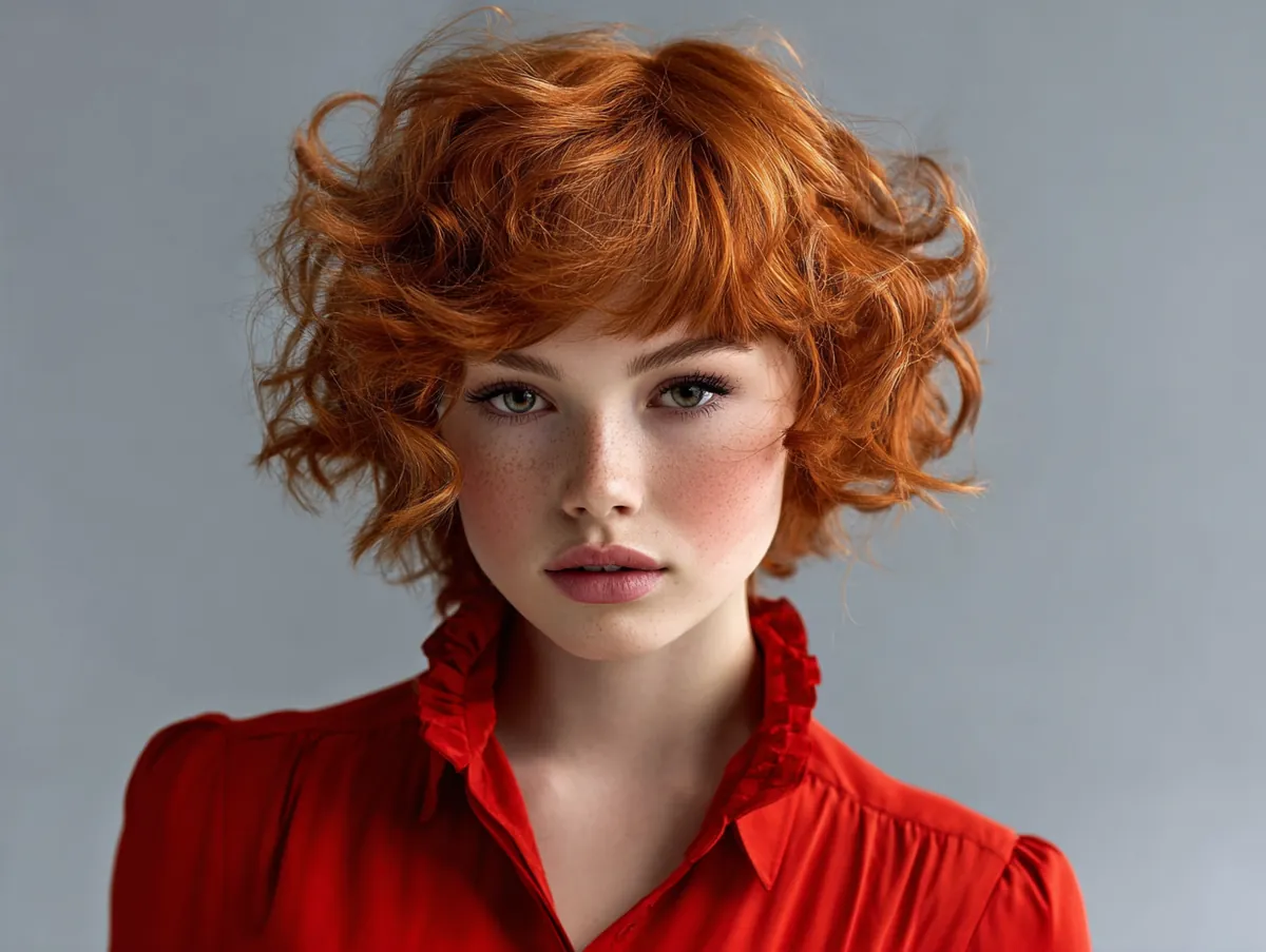 short red wavy hair with tousled layers