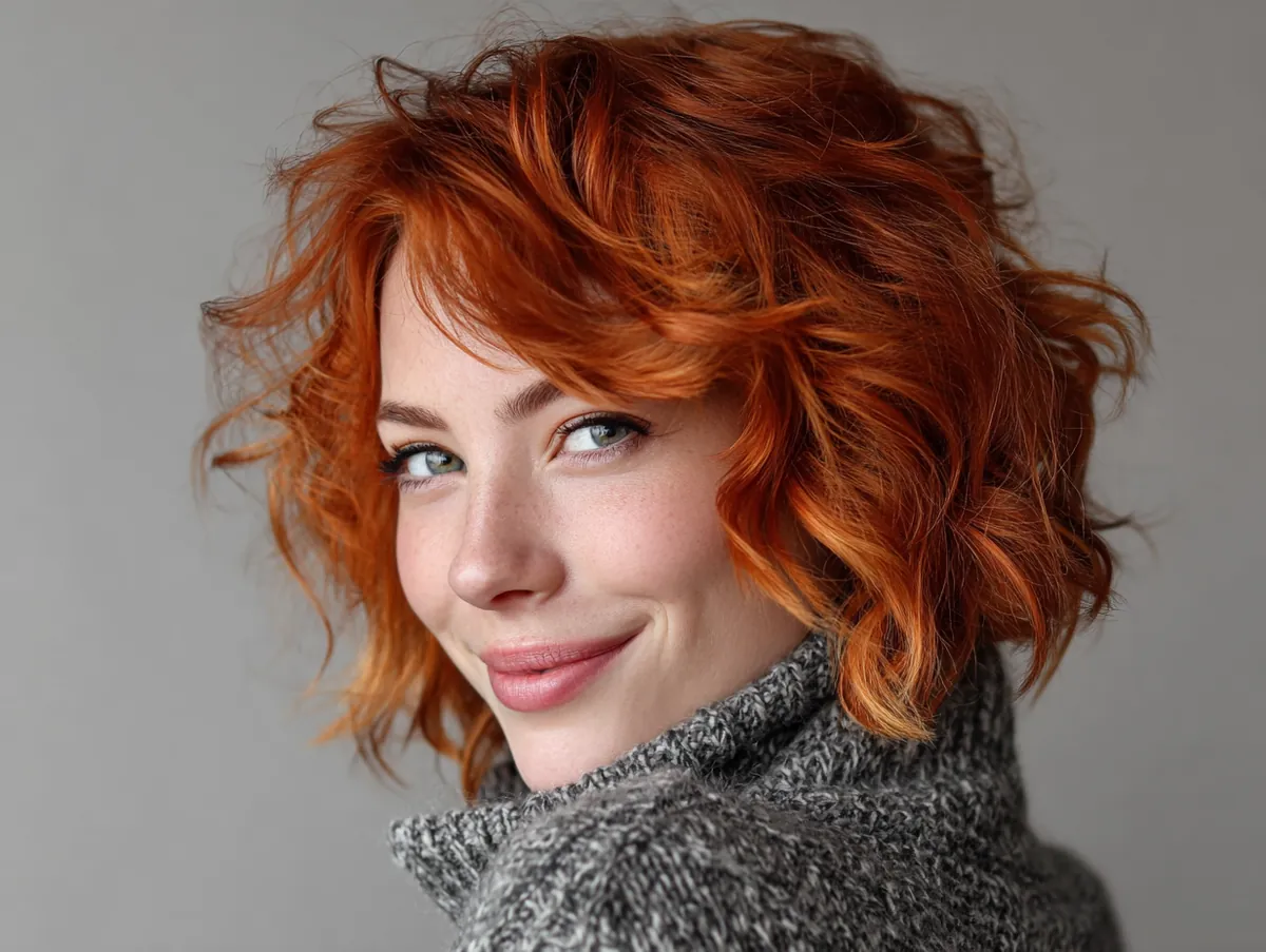short wavy ginger hair with tousled texture