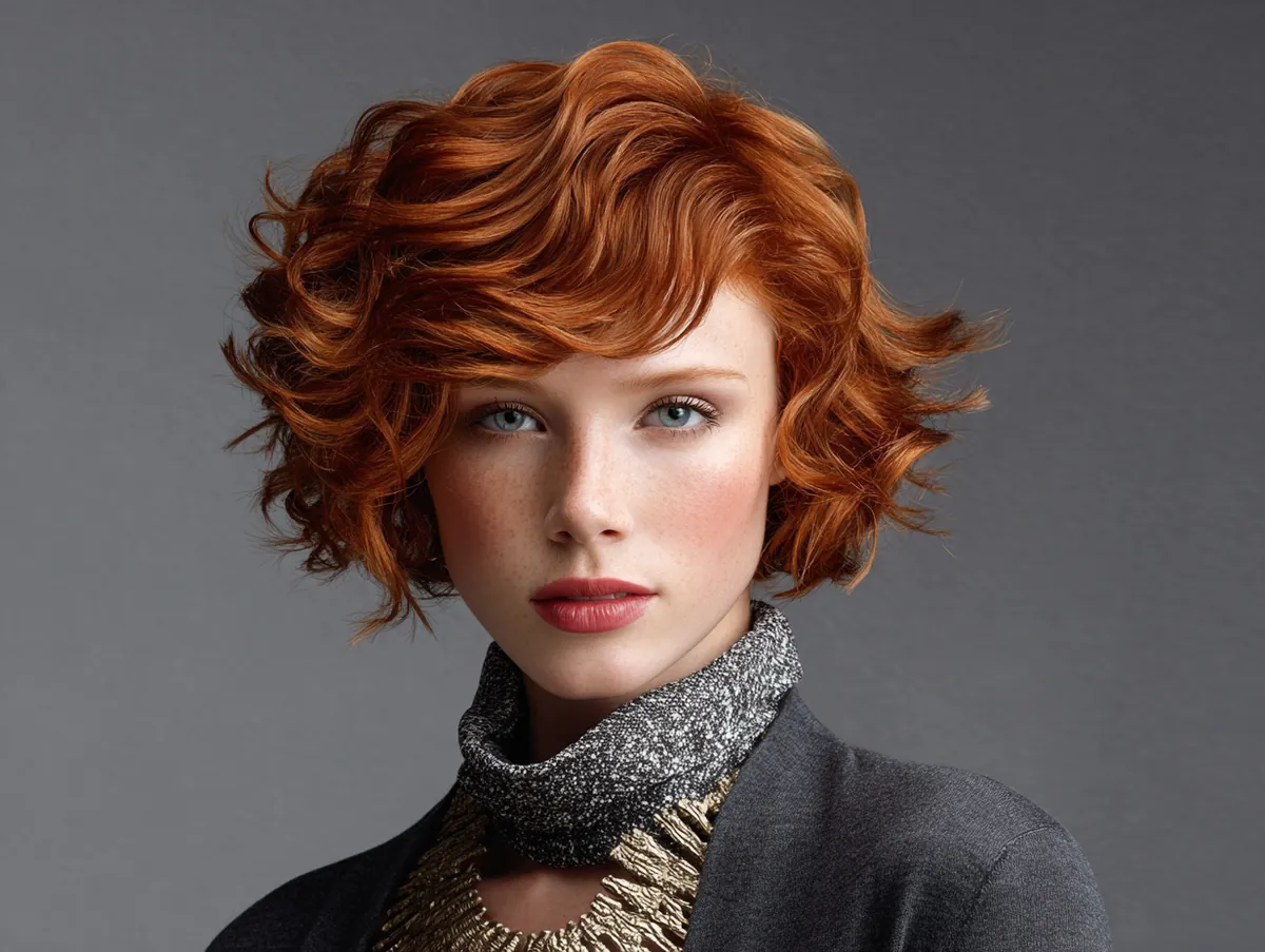 auburn wavy red hairstyle with polished waves