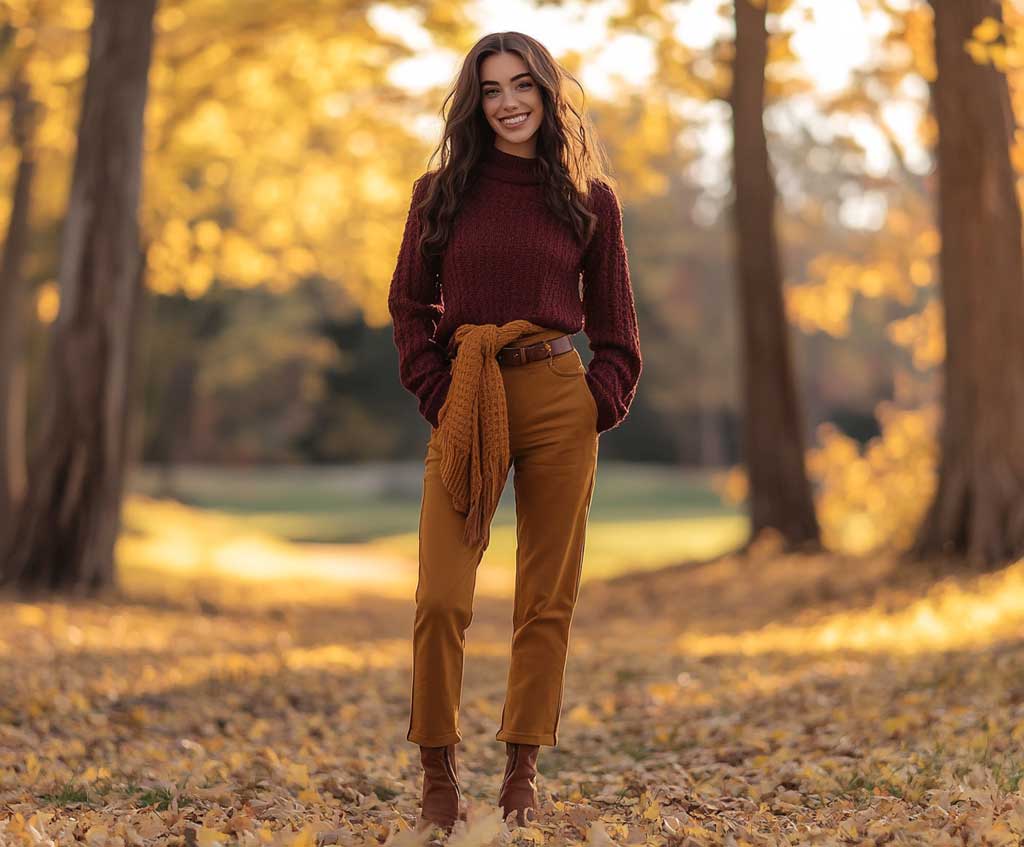 Burgundy and mustard outfit hotsell