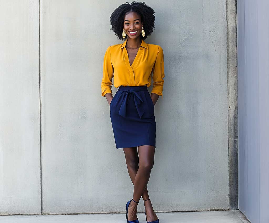 Blue and yellow outfit for ladies hotsell