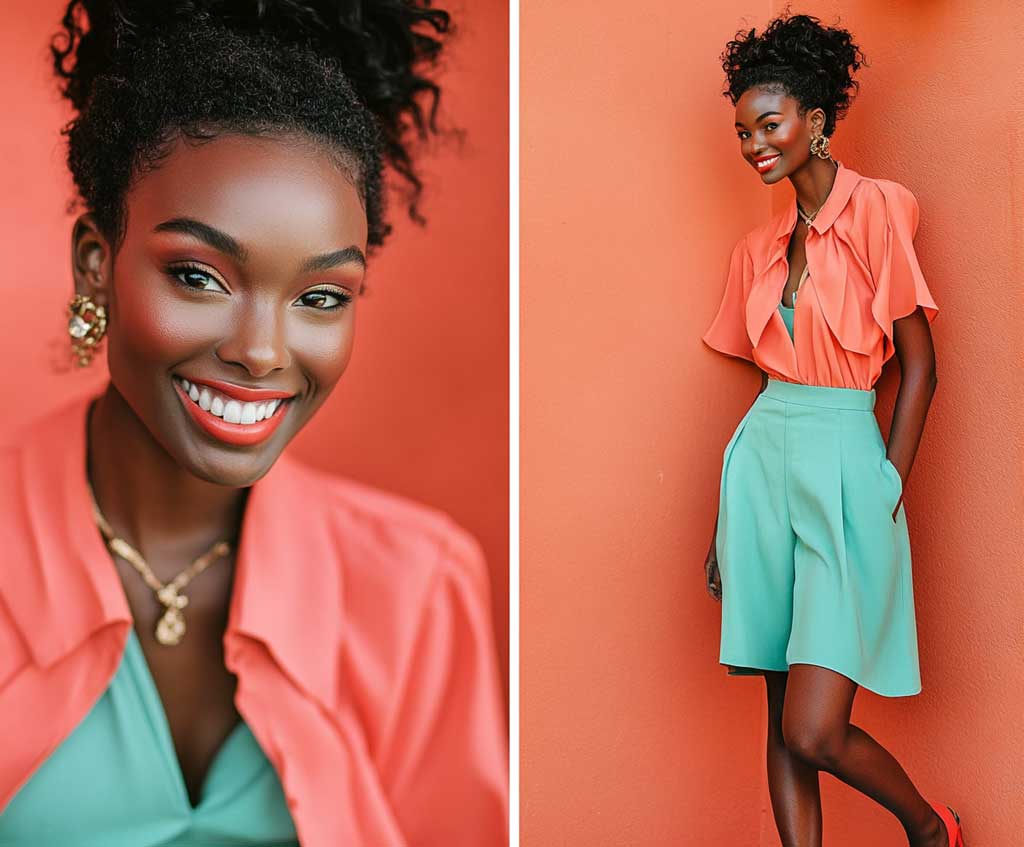 Coral blouse outfit fashion