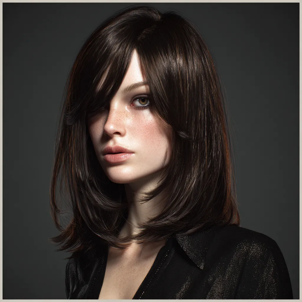 Glossy Layered Shoulder Length Hairstyle