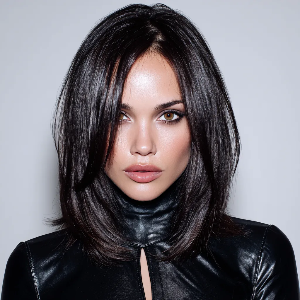 Glossy Layered Shoulder Length Hairstyle