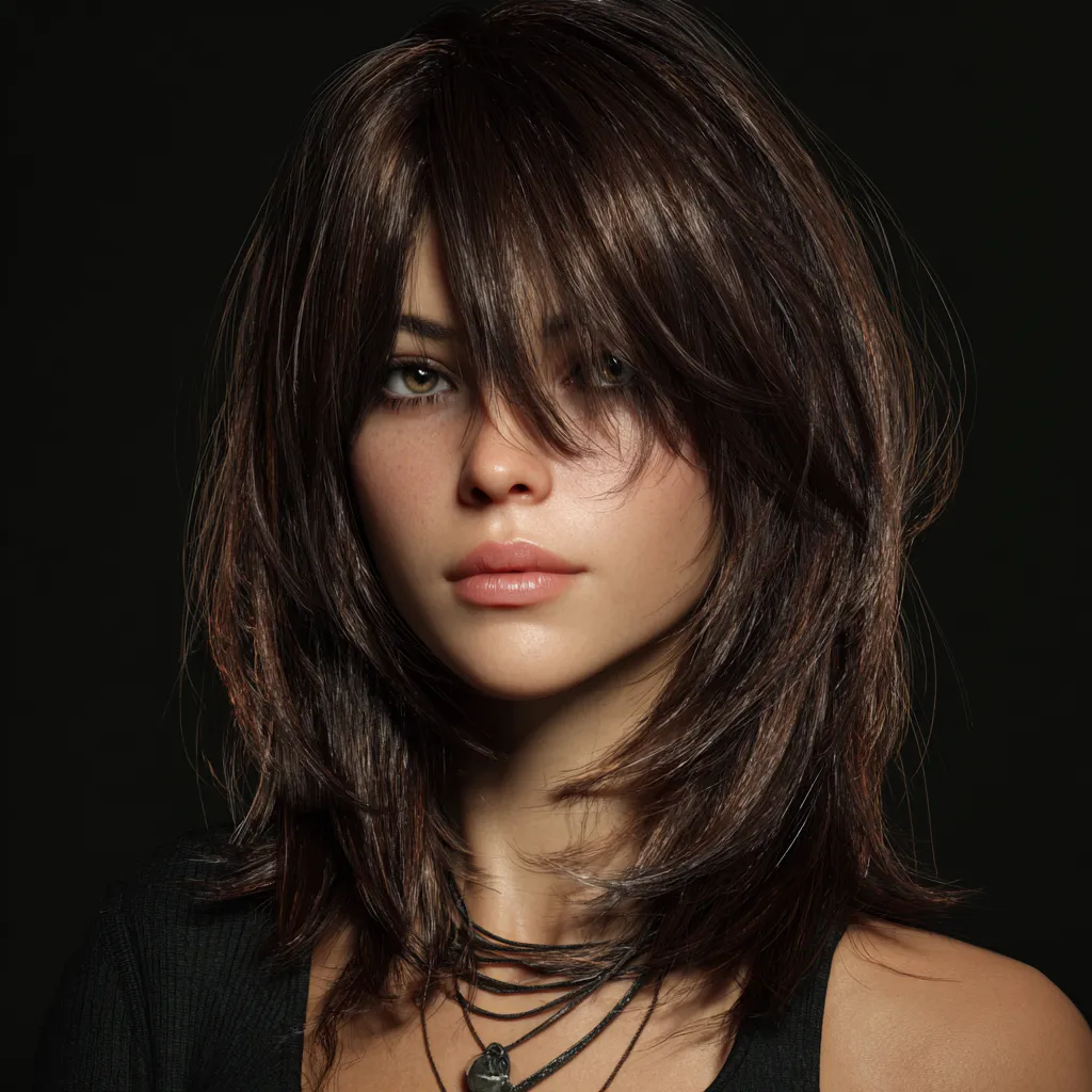 Glossy Layered Shoulder Length Hairstyle