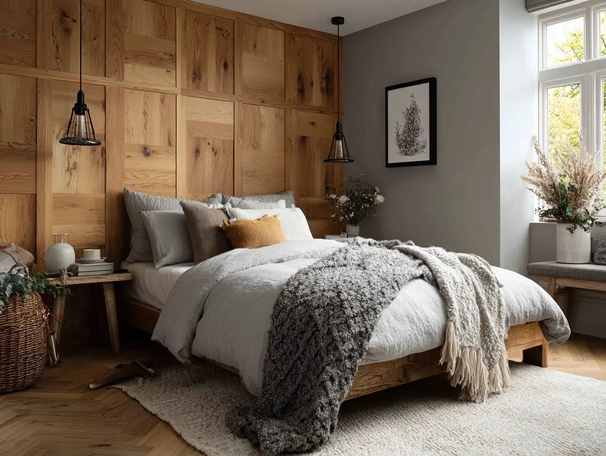 Light Oak Wall Panelling Bedroom