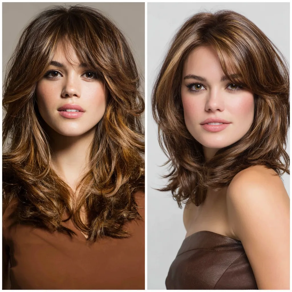 medium length hair with caramel highlights