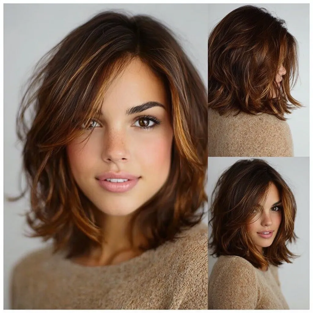 caramel balayage layered hair