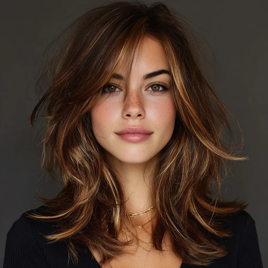 caramel layered hair