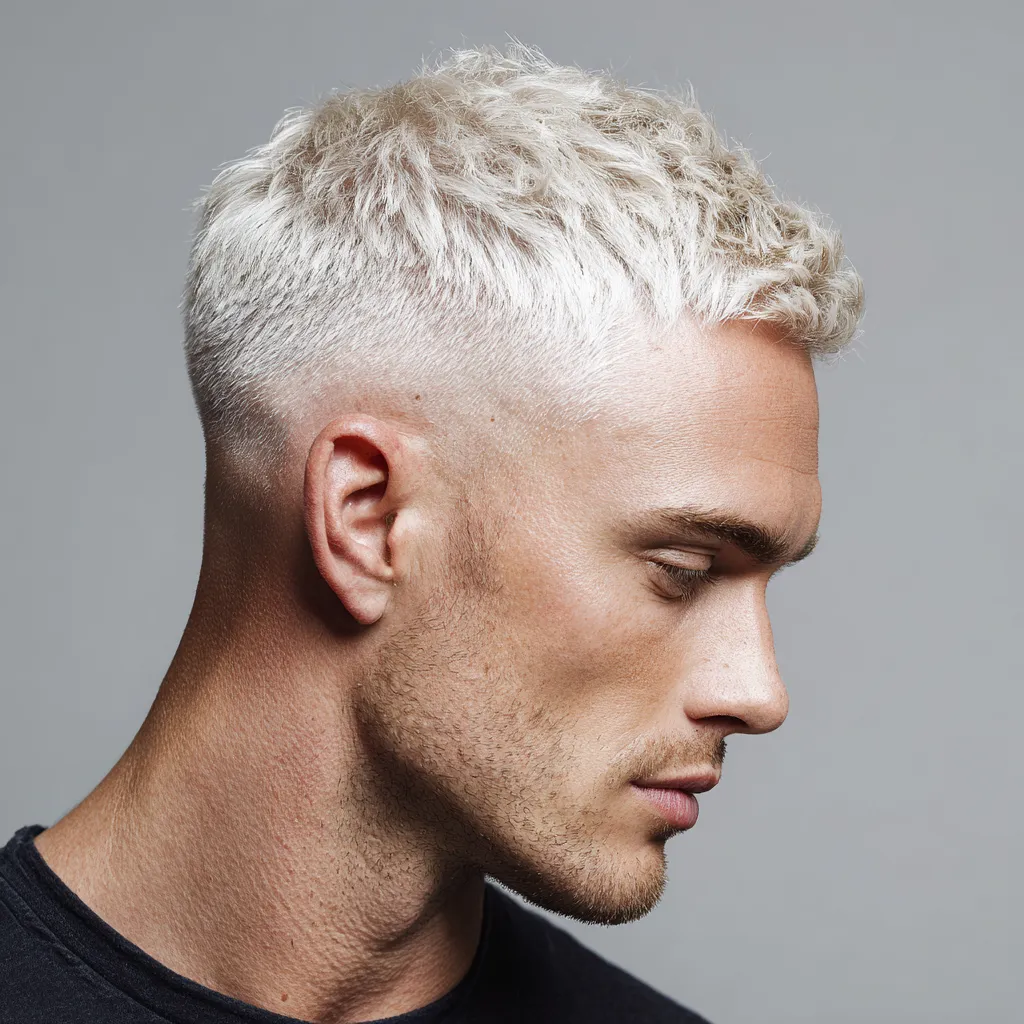 platinum blonde hair color on short fade