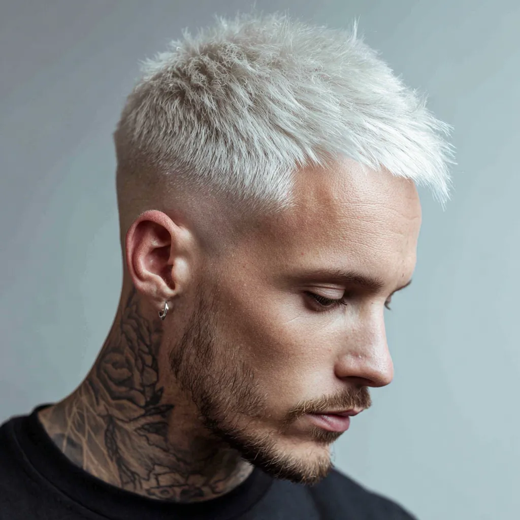 men's platinum blonde short hair with fade