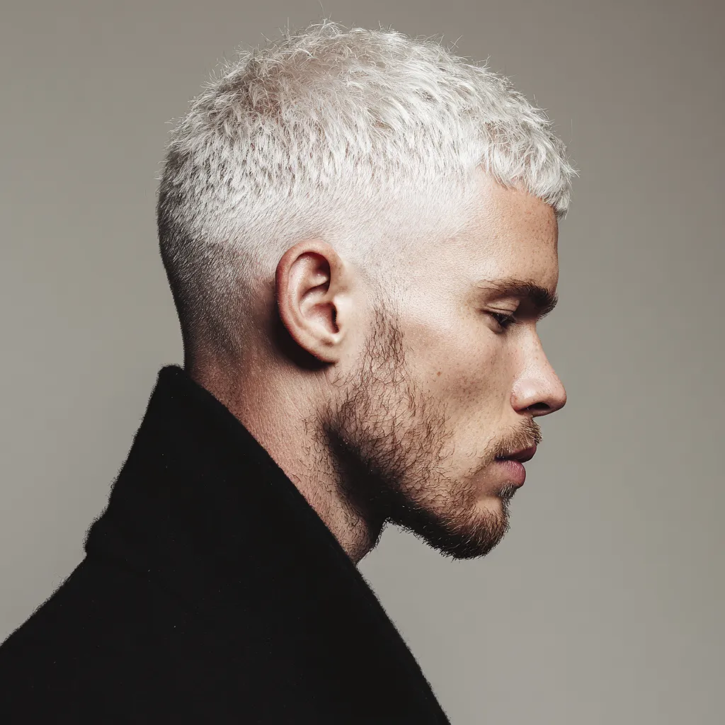 platinum blonde low fade short hairstyle