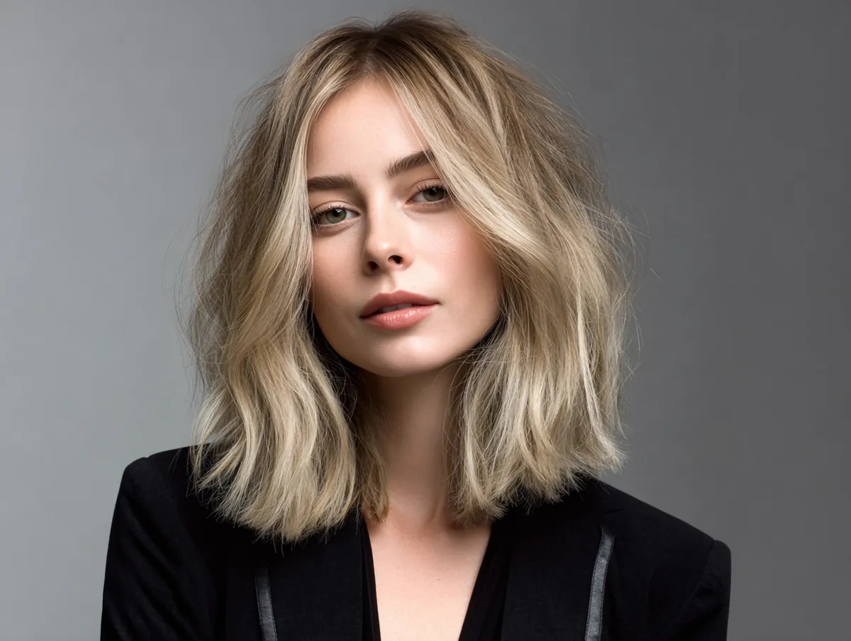 beige long bob blonde hair sun-kissed shade