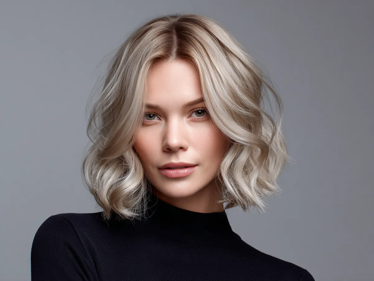 beige blonde long bob haircut soft waves