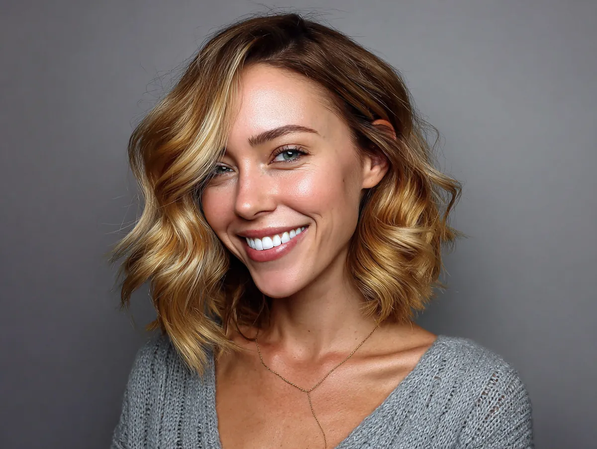 golden long bob blonde hair warm tone