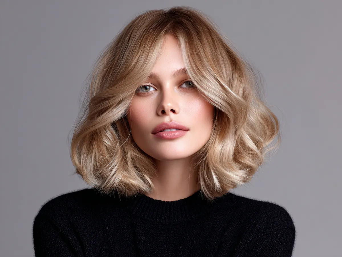 beige blonde long bob hairstyle relaxed cut