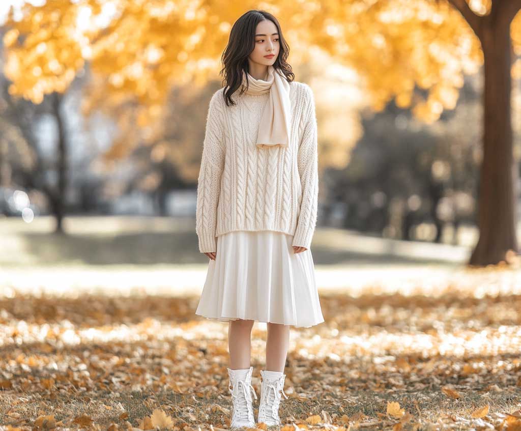 Outfit fashion with white sweater