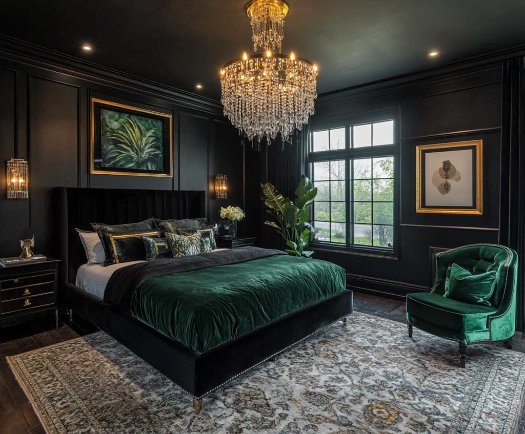 11 Chic Bedroom Inspiration Ideas with Black and Emerald Green 333k Inspiring Lifestyle Ideas