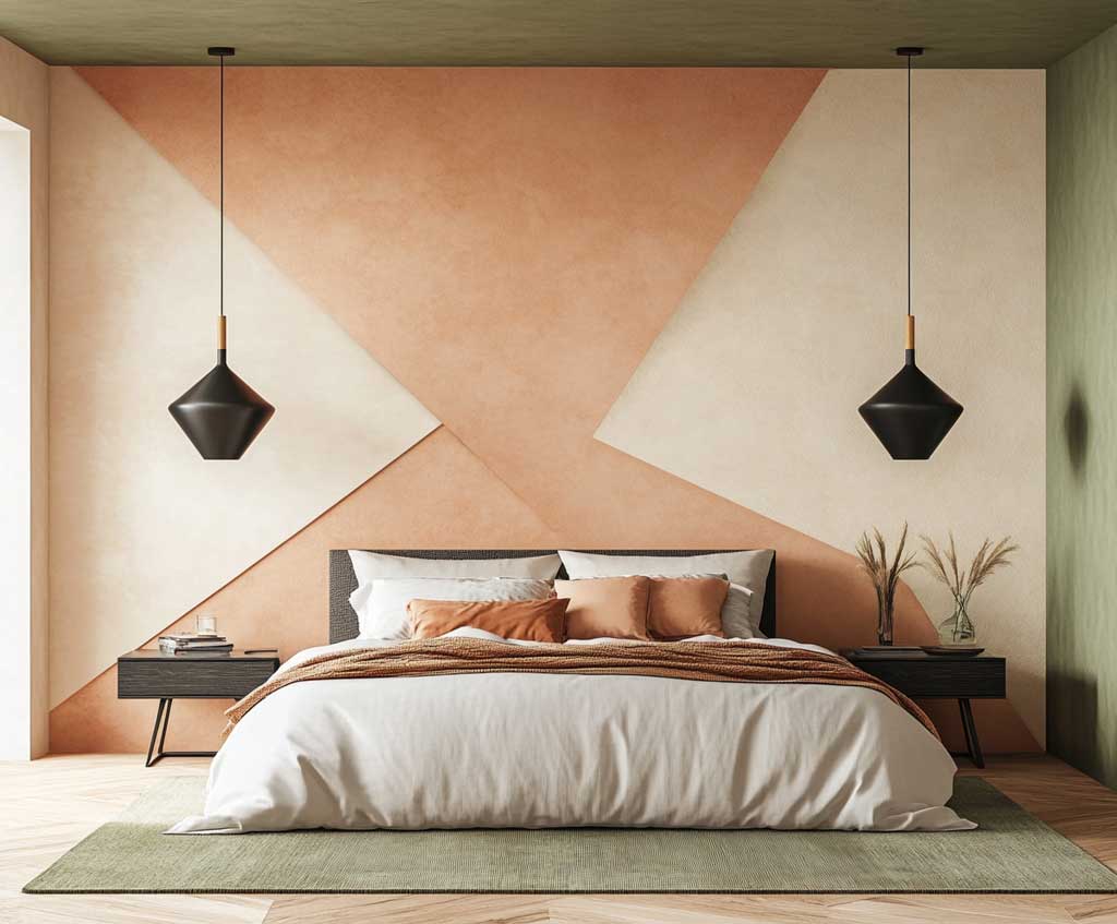 11+ Bedroom Wall Panelling Ideas Featuring Peach and Olive