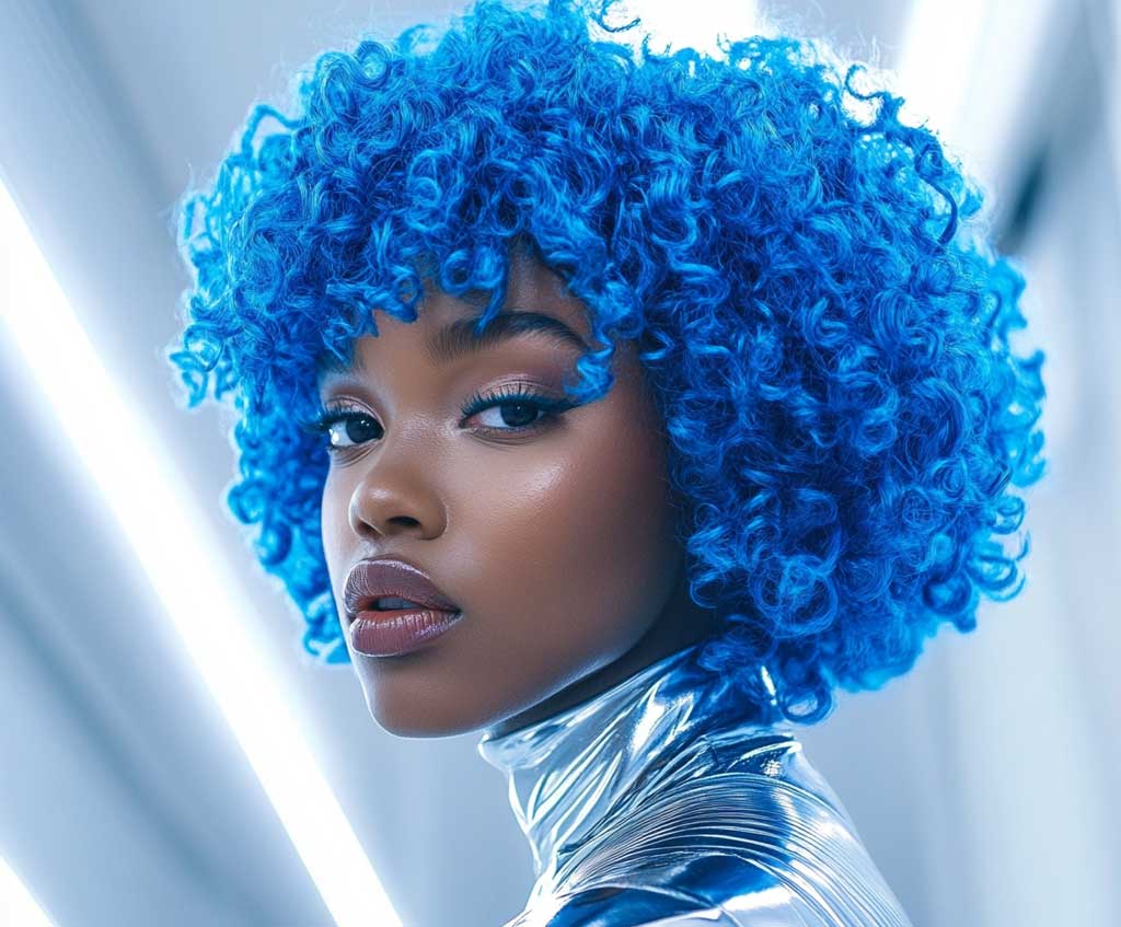 Vibrant Blue Curly Hair Mullet for a Daring Statement • 333+ Inspiring ...