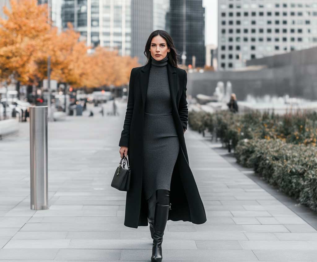 Black dress and coat online