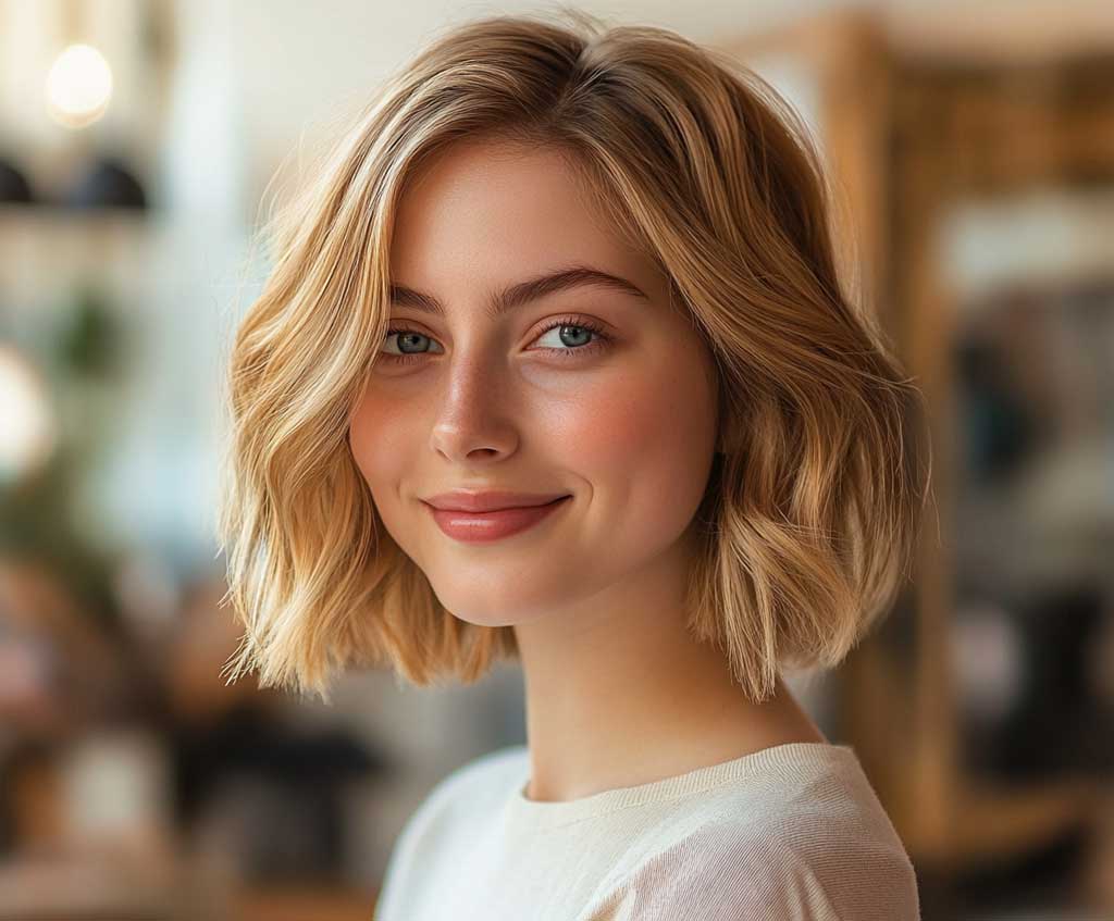 golden long bob haircut blonde highlights