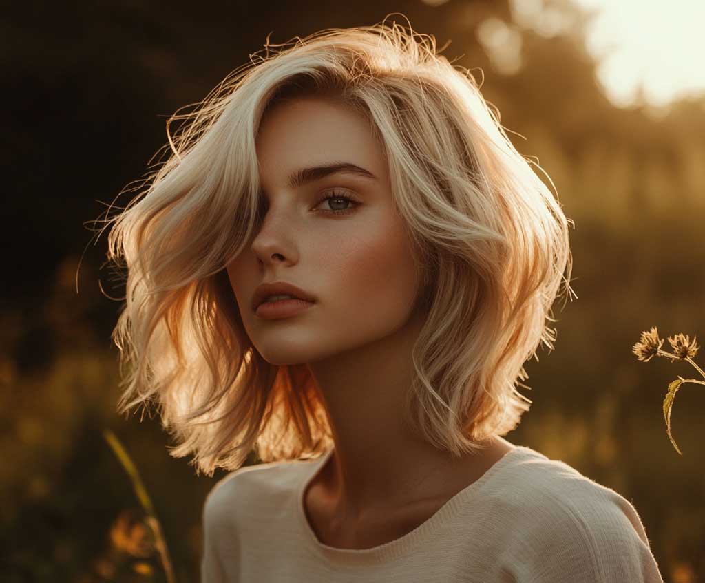 beige blonde long bob hairstyle effortless look