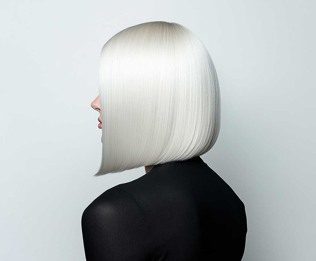 platinum blonde long bob hairstyle edgy look