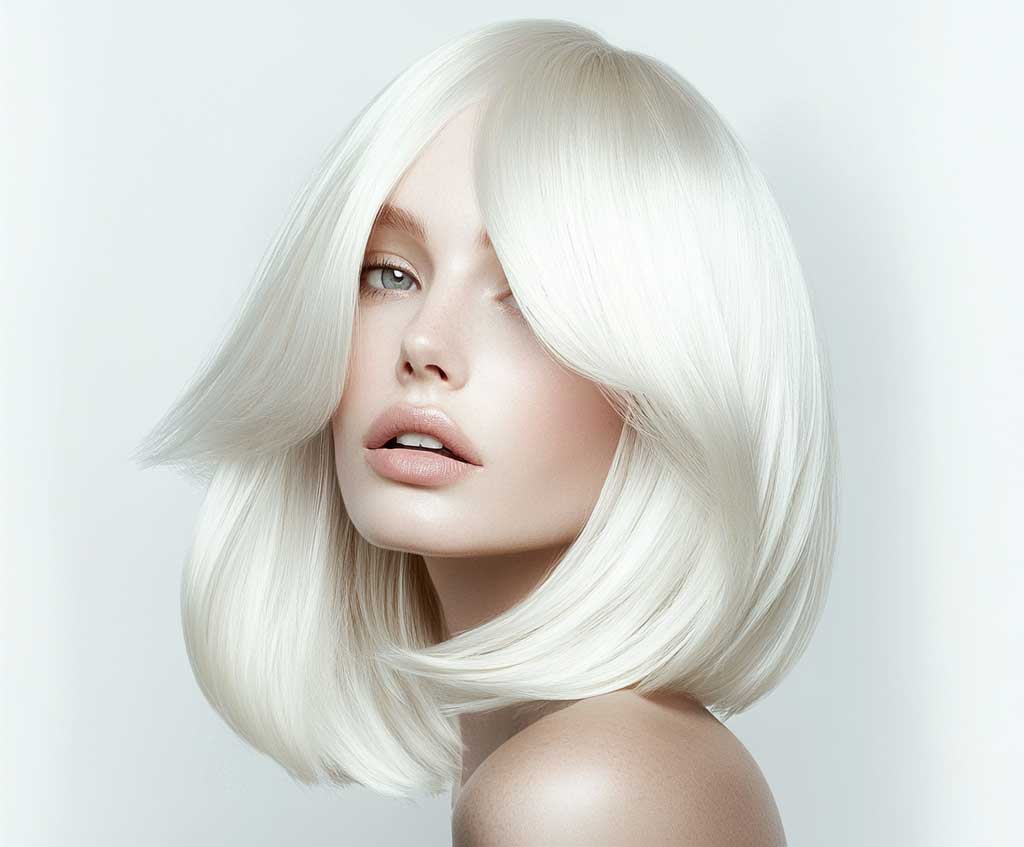 platinum blonde long bob haircut polished look