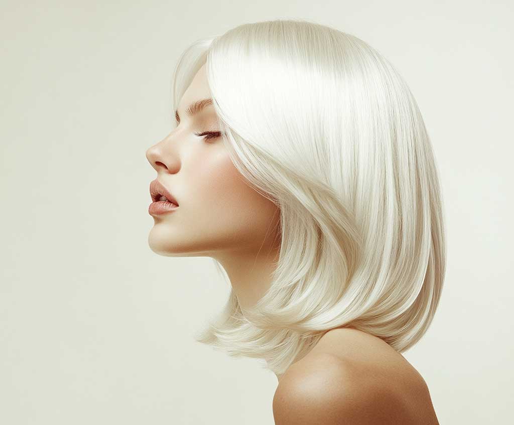 platinum blonde long bob haircut modern cut