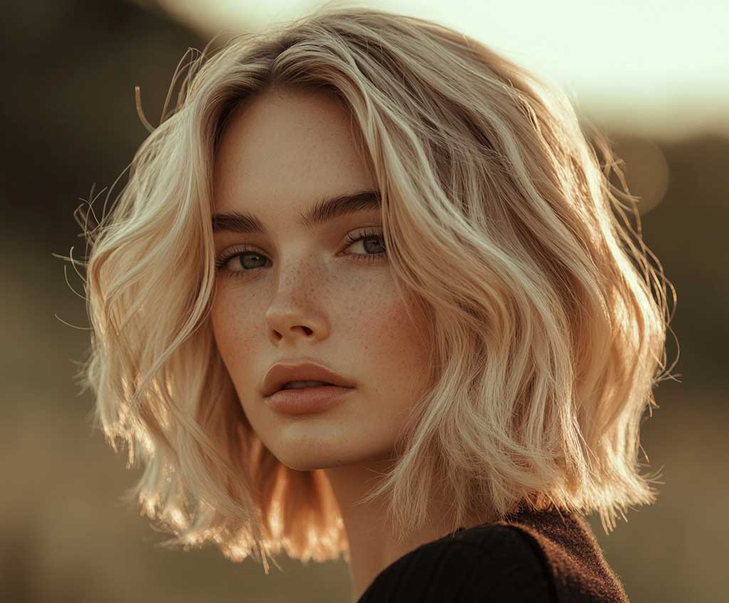 beige blonde long bob hair neutral warmth