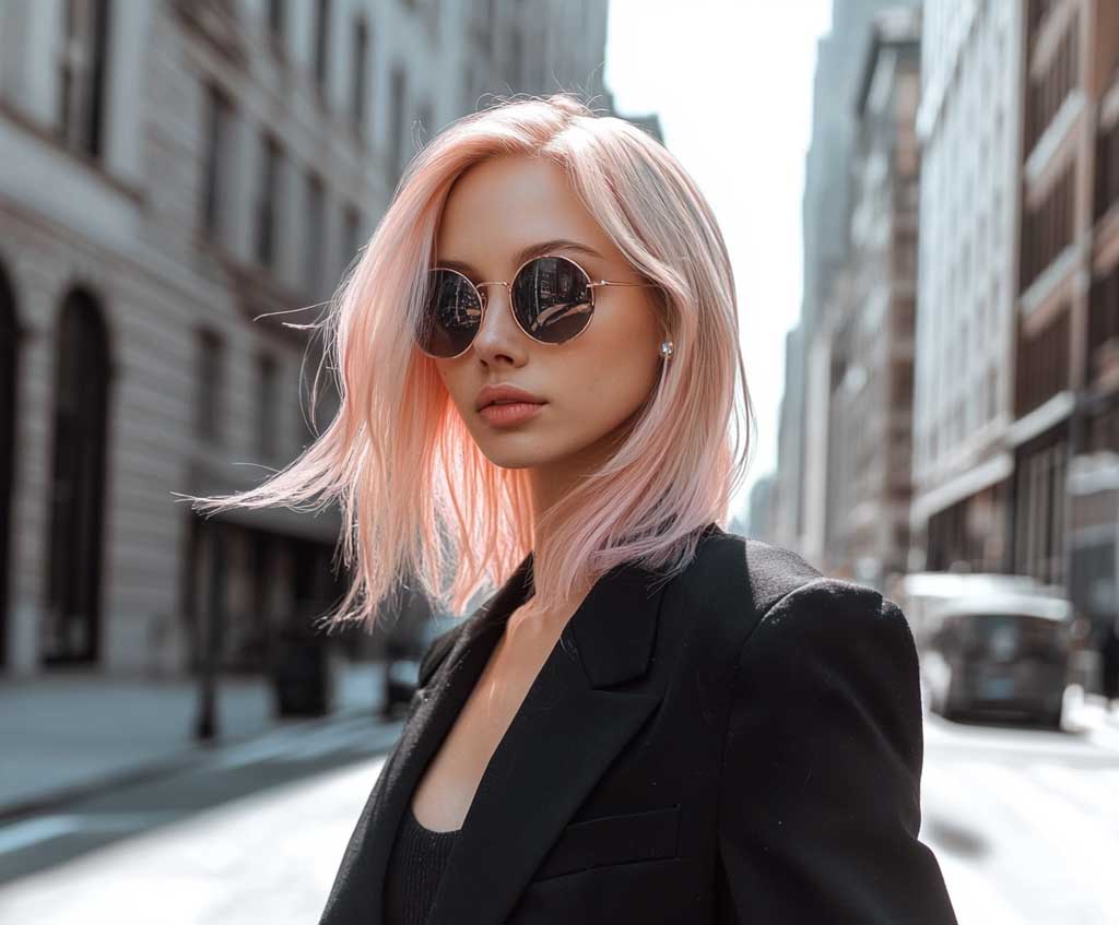 15 Mid Length Haircut Ideas with Pastel Pink Highlights