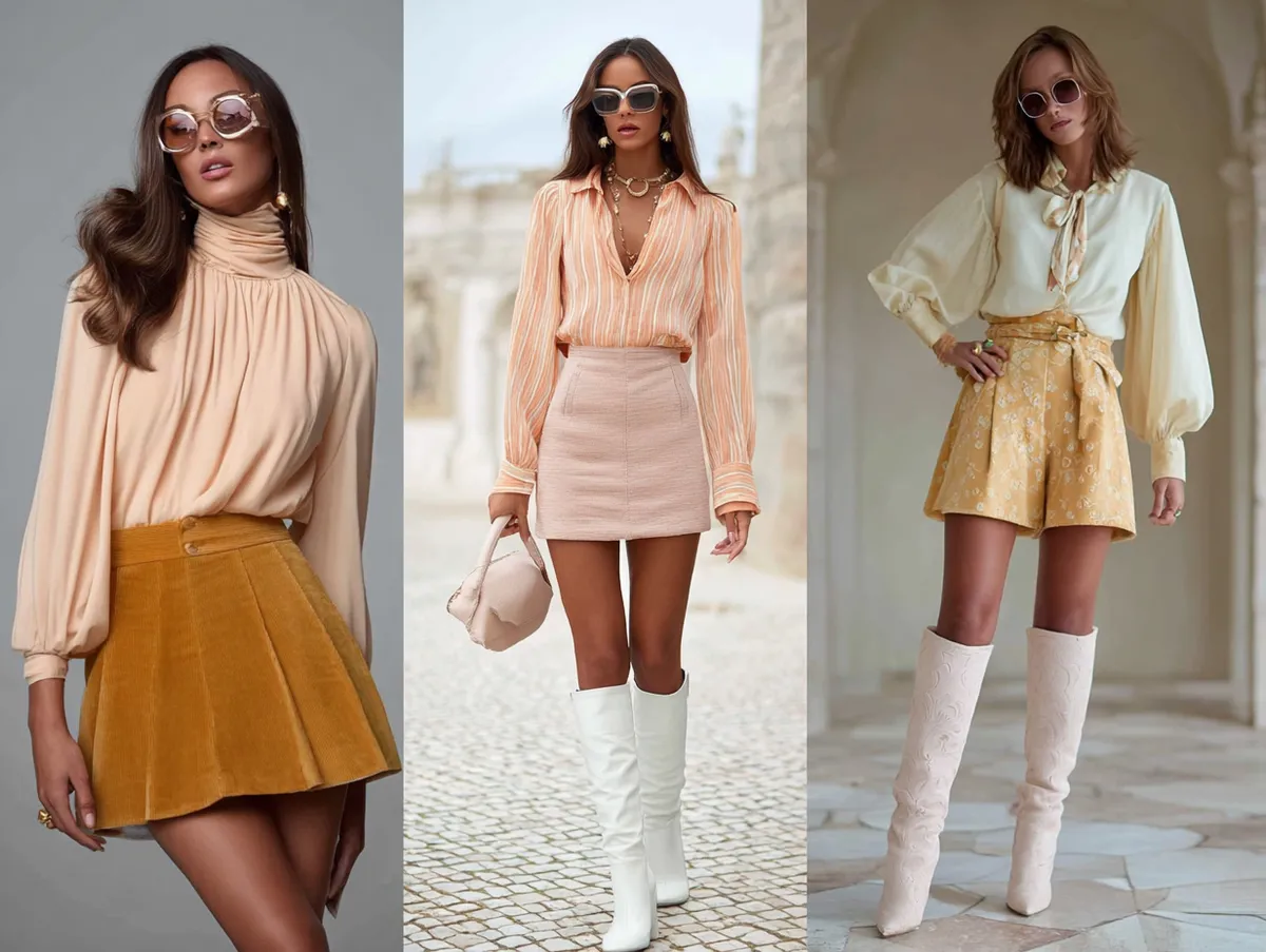 5+ Chic 70s Outfit Ideas with Corduroy Skirts and Pastel Blouses