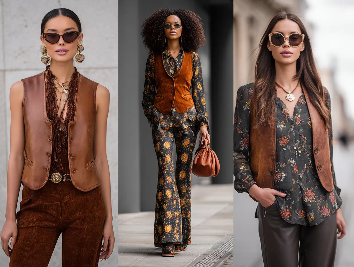 12+ Edgy 70s Outfit Ideas Featuring Leather Vests and Dark Hues