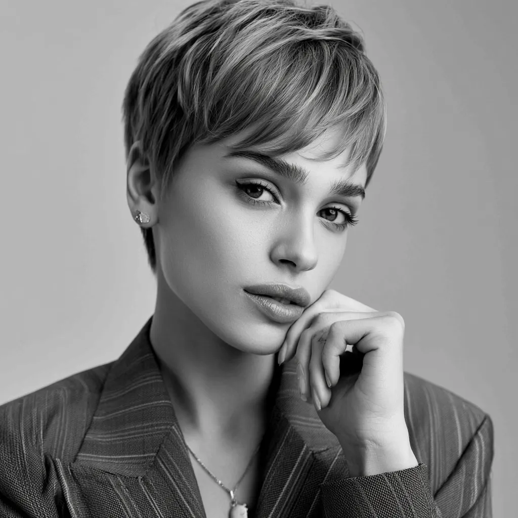 platinum blonde androgynous haircut with textured crown for round face