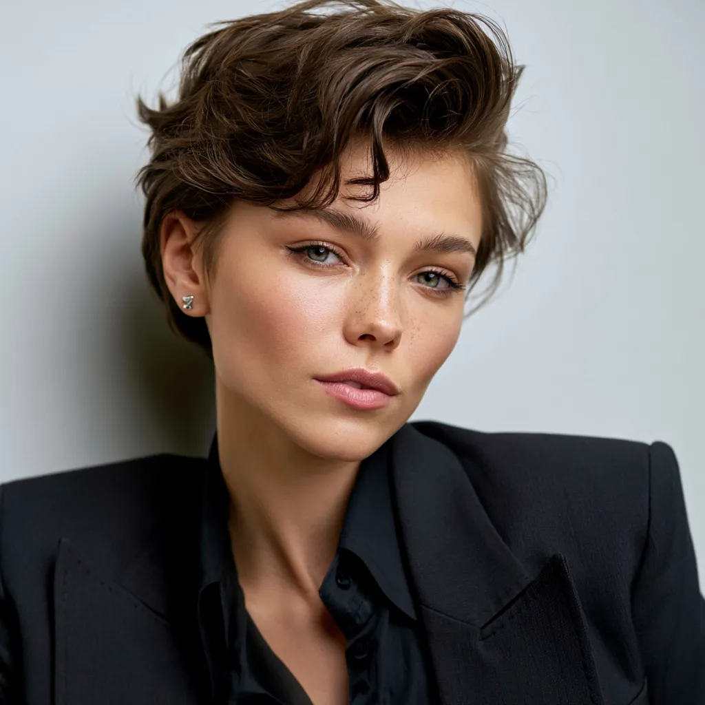 androgynous haircuts for round faces
