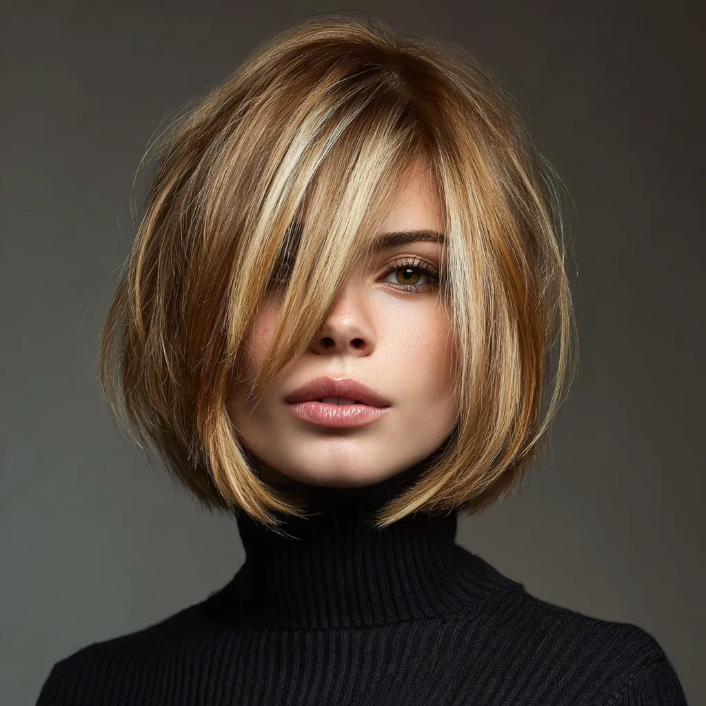 women's bold highlights on medium short hair