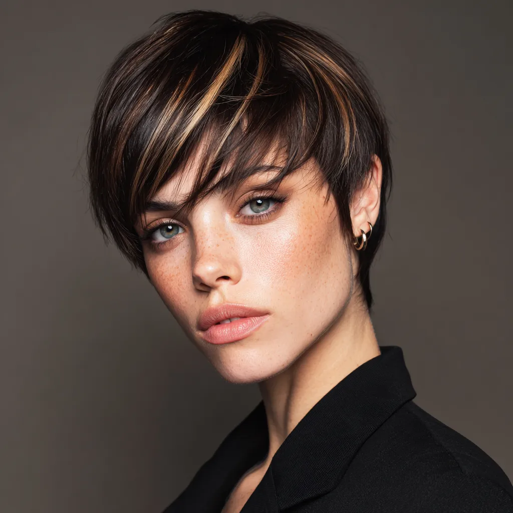 bold highlighted medium short haircut for women