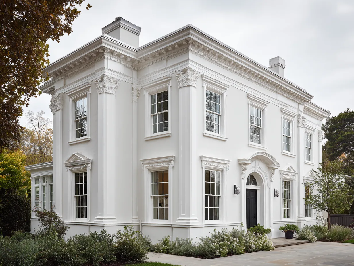 outside corner trim ideas with pilaster and cornice