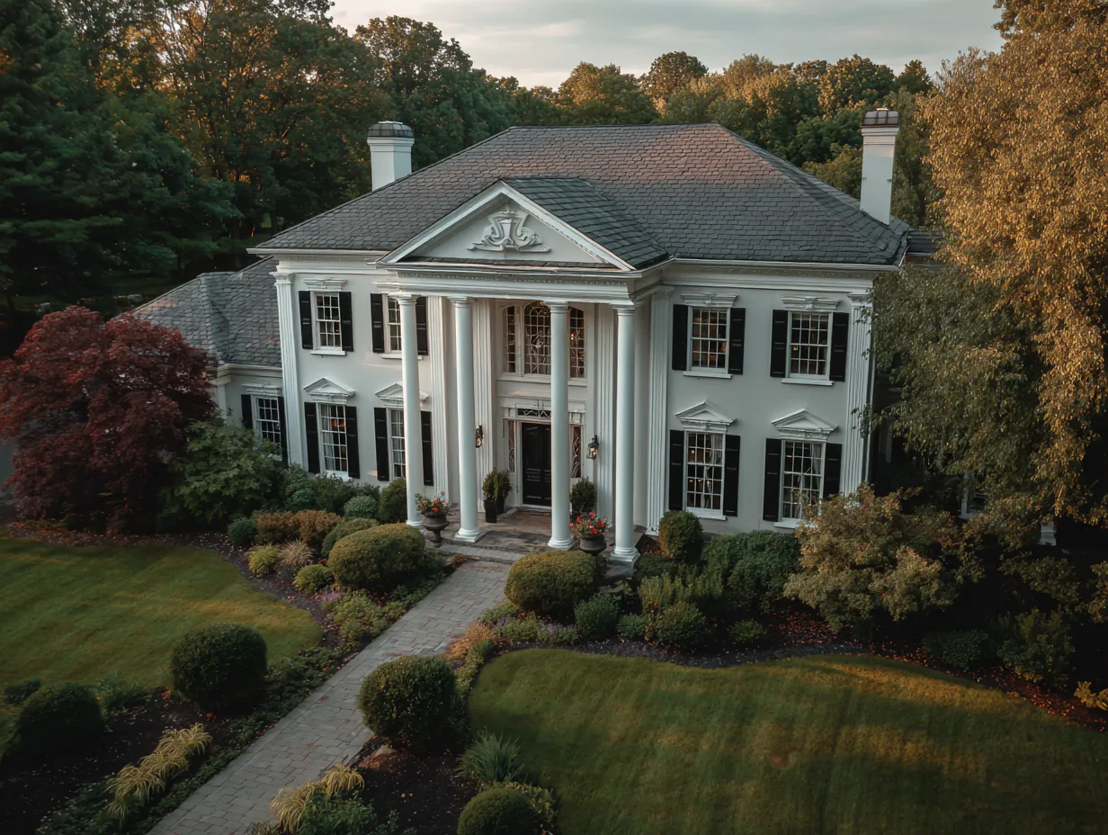 outside house corner design with decorative pilasters