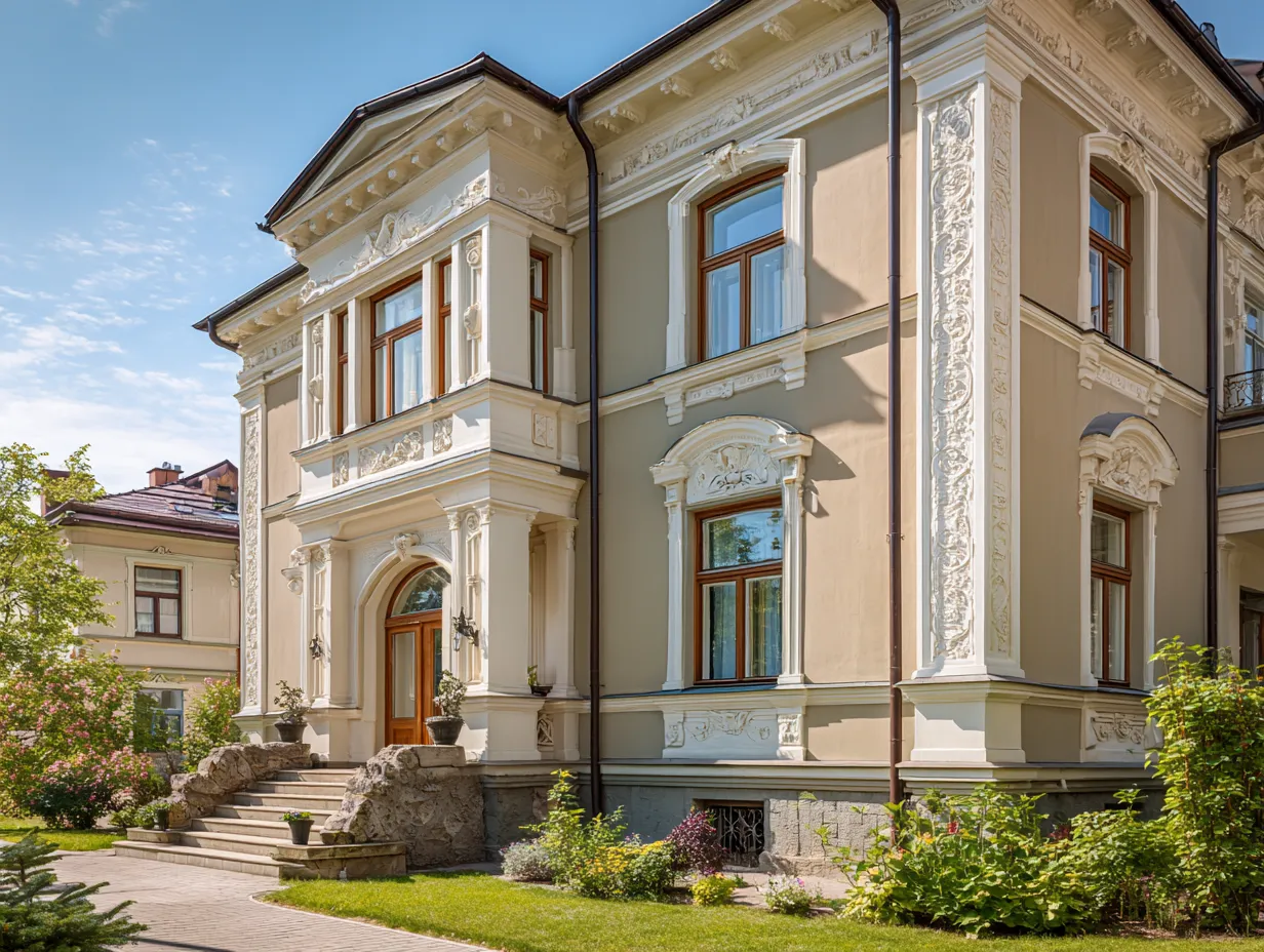 outside wall corner design with facade decor