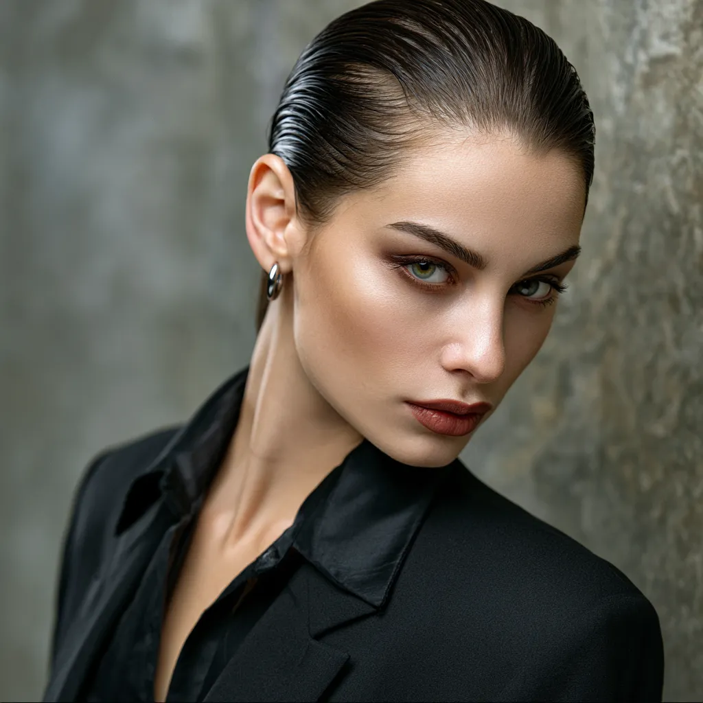brushed back hairstyle