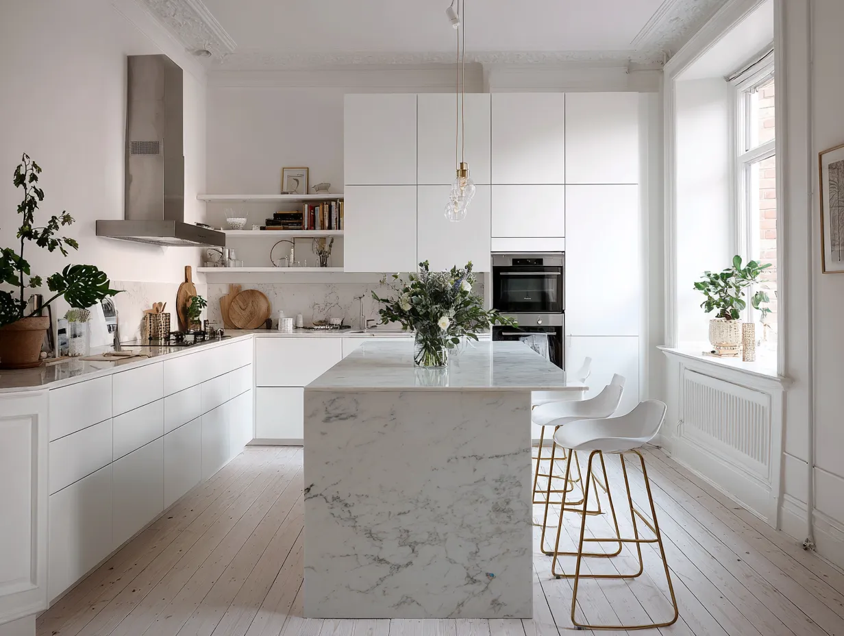 white scandinavian kitchen minimalist style