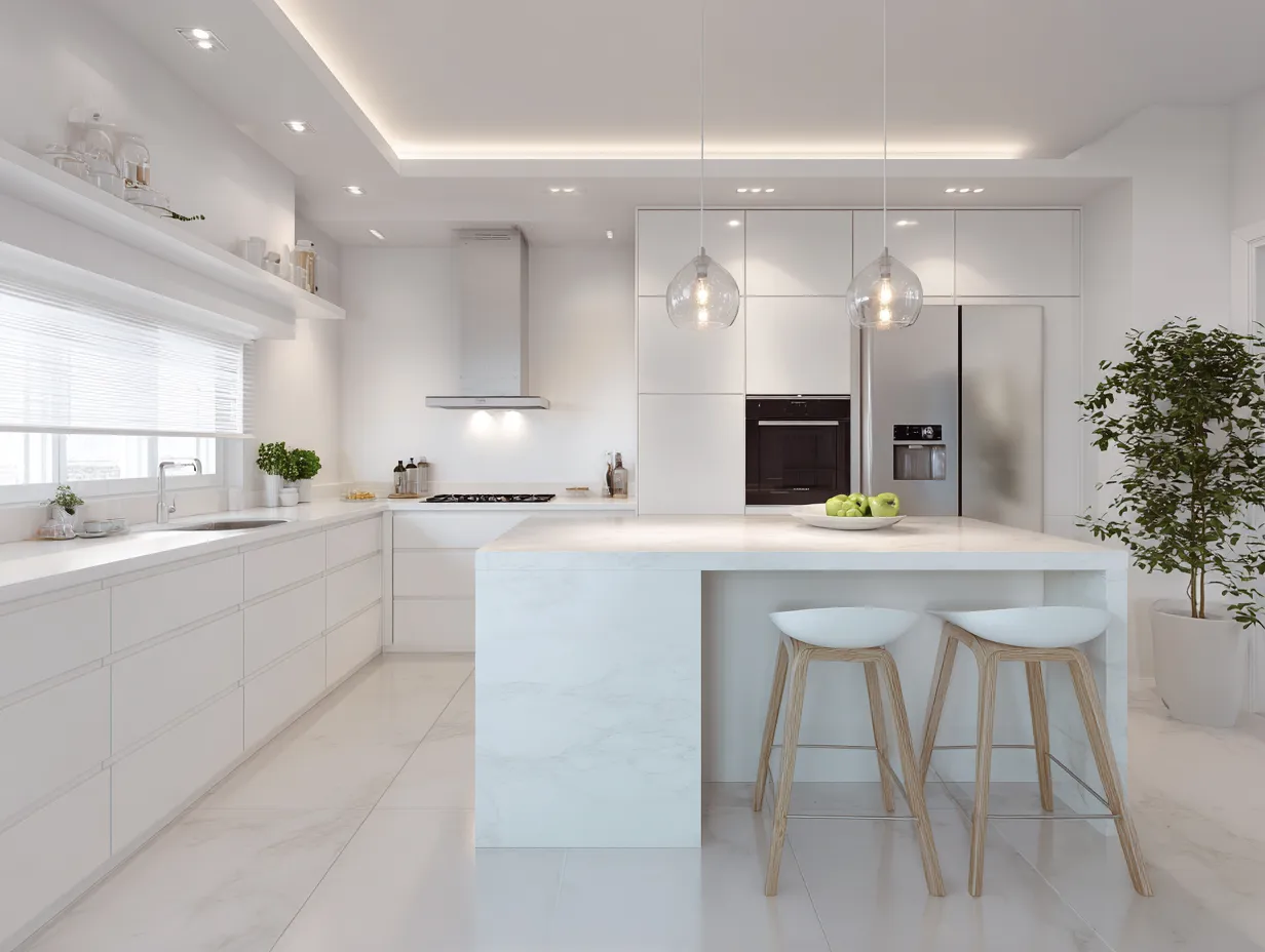 minimalist scandi kitchen white interior