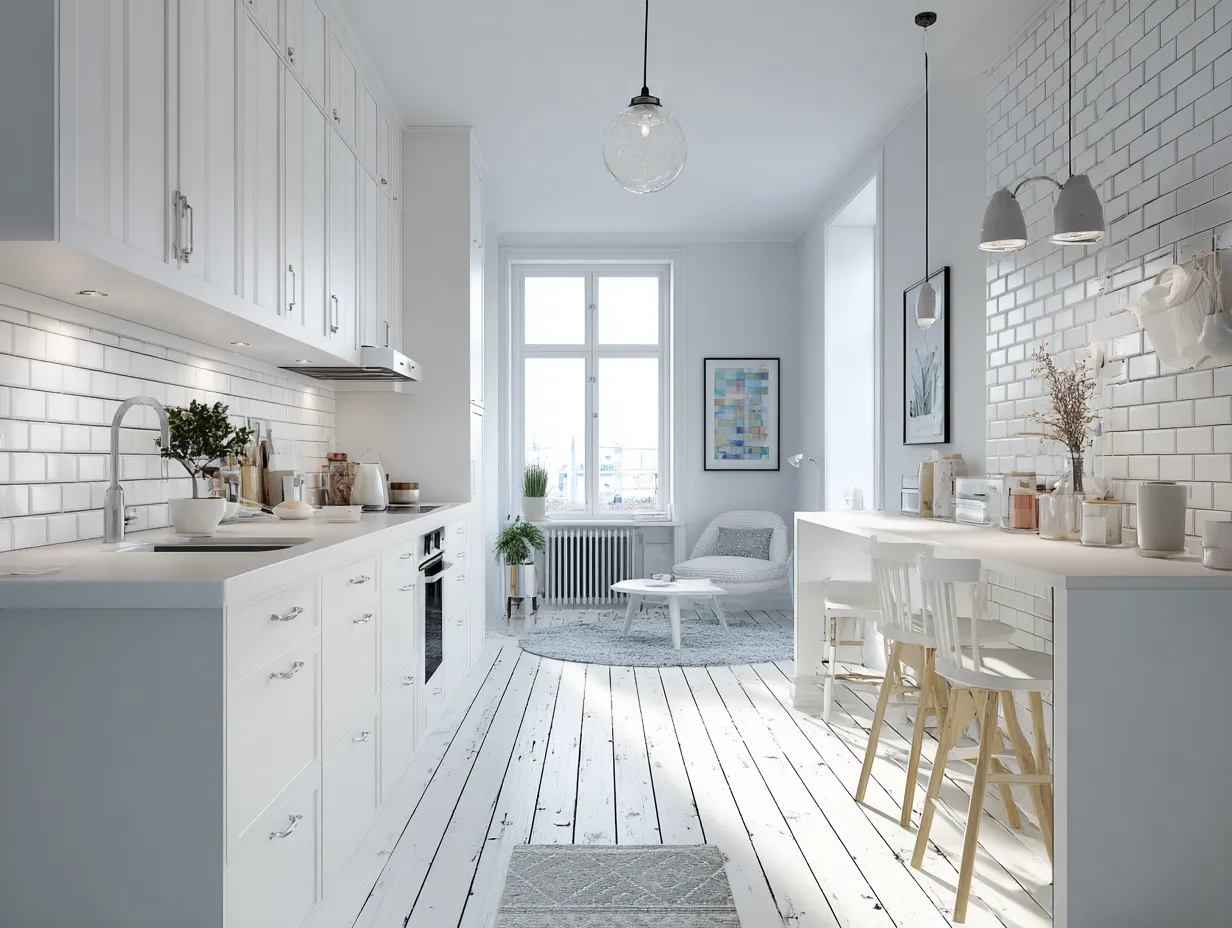 white scandinavian kitchen cozy minimalism