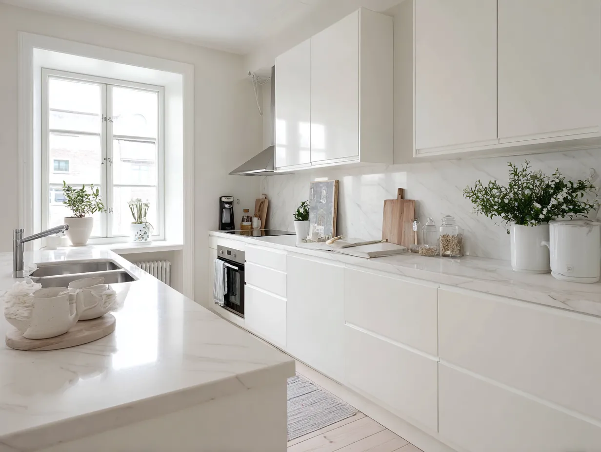 scandinavian white kitchen bright interior