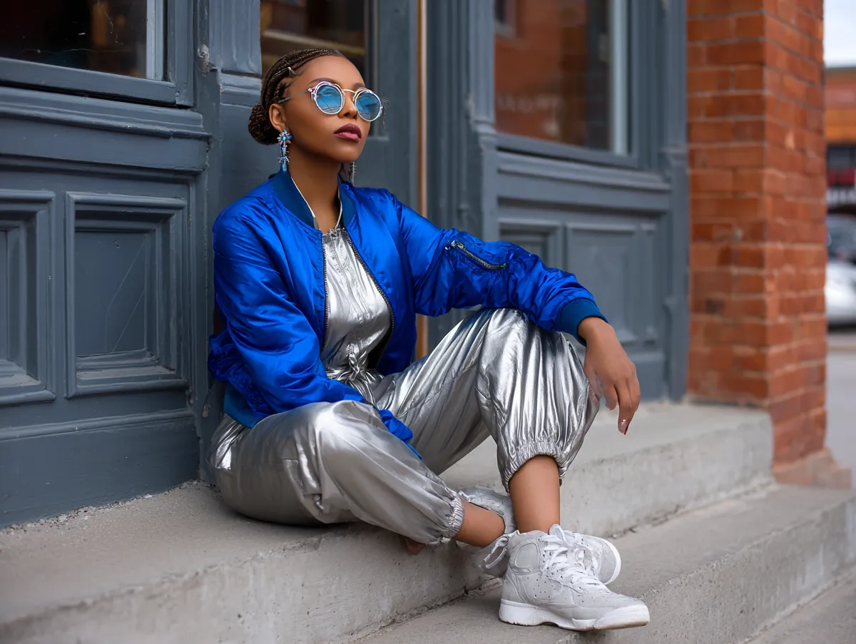 electric blue and silver urban street style