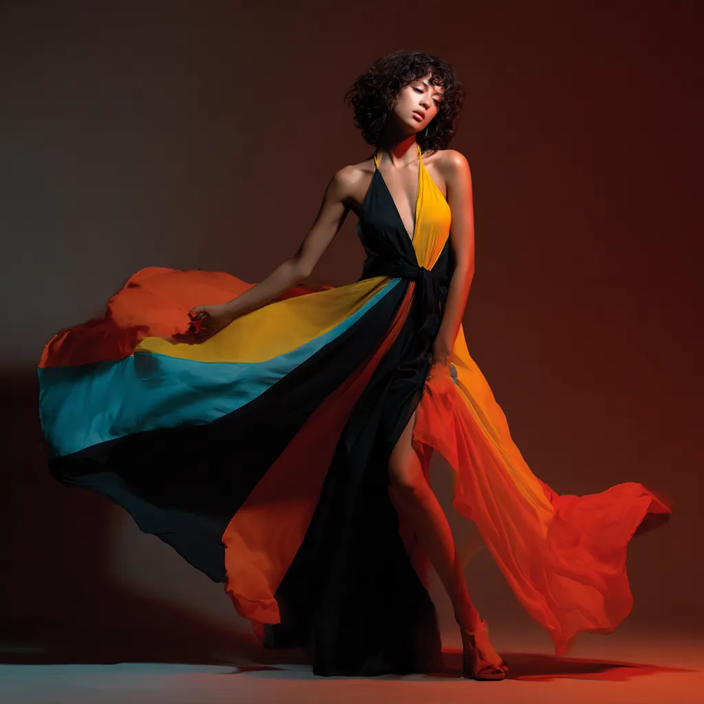 retro color blocking maxi dress disco party